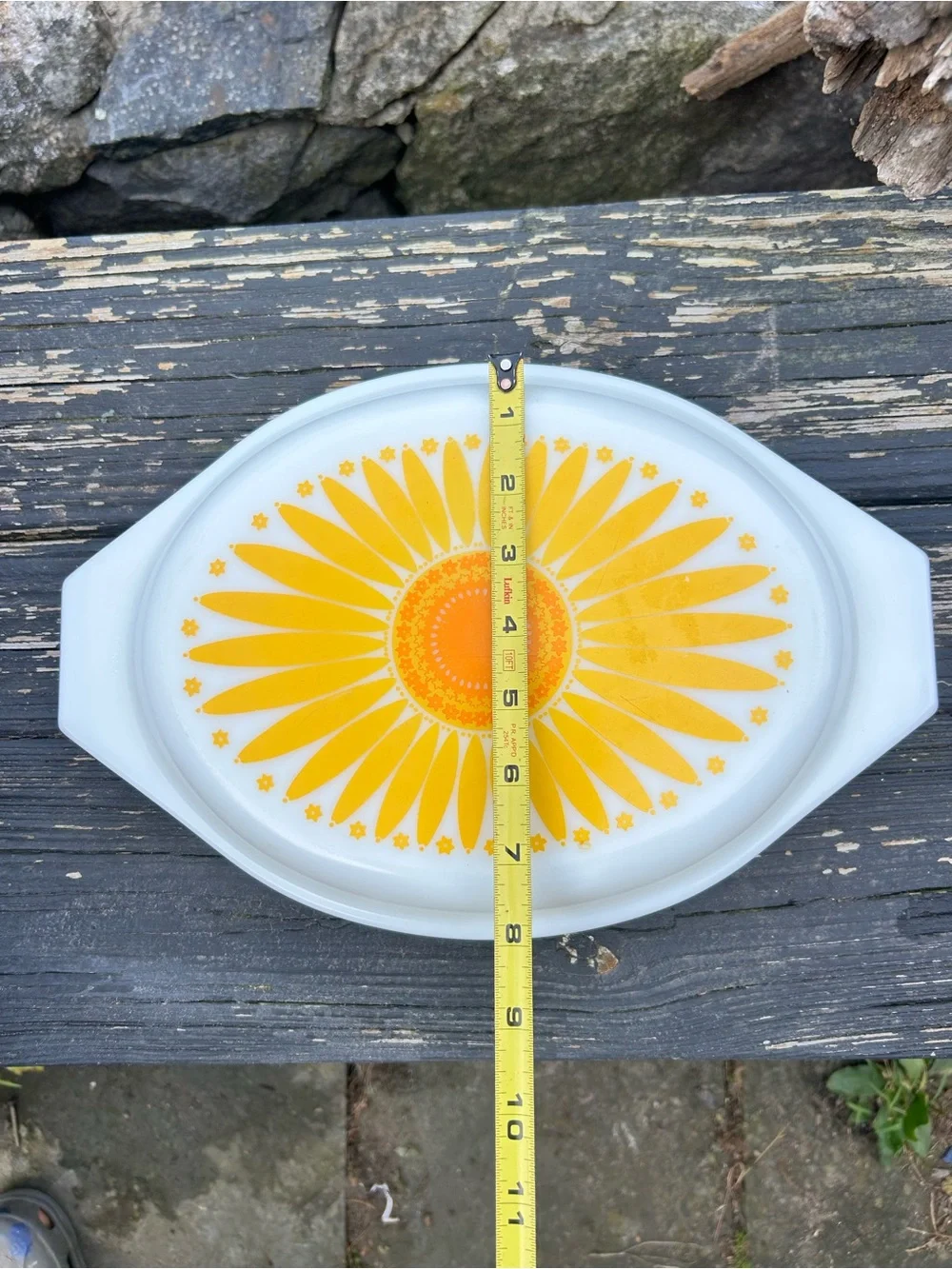 Vintage Pyrex Sunflower Daisy 1063 Divided Casserole 1.5 Qt Lid MCM Retro